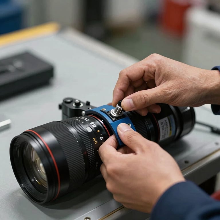 Close-up of hands securement-checking cargo equipment, demonstrating precision and safety in transport support.