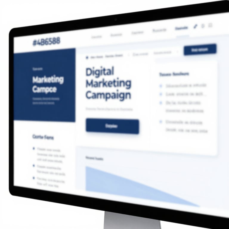 An insightful digital marketing campaign visualization on a high-resolution screen, showing clean lines and #4B6587 tones.