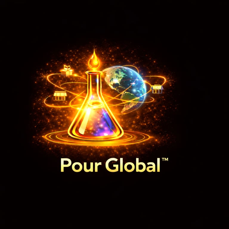 Pour Global distribution logo representing worldwide sales and fulfilment layer