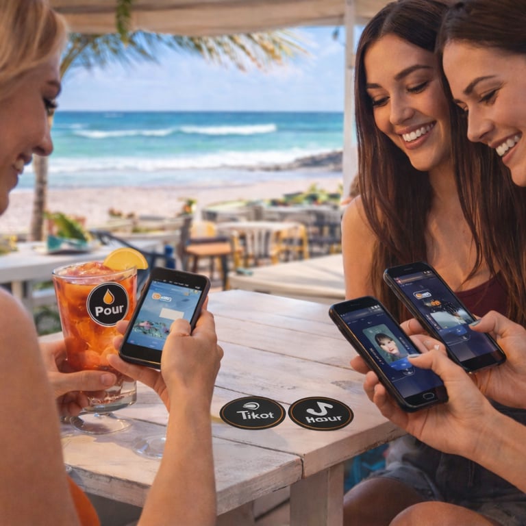 customers tapping phones on nfc table tags to view menu and content