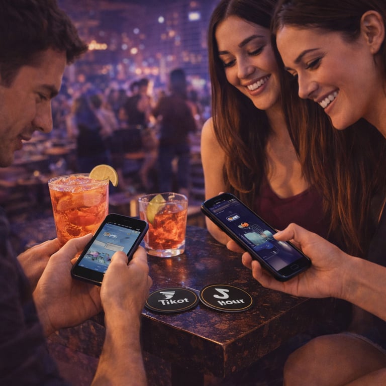 customers ordering drinks using contactless nfc phone interaction