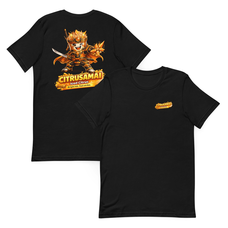 black citrusamai hero t shirts showing front and back designs