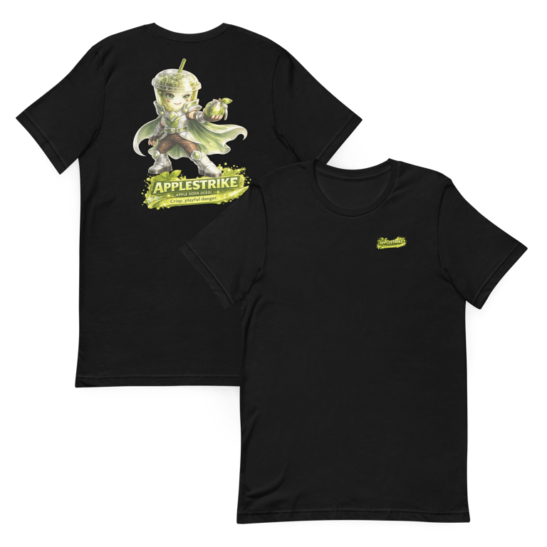 black applestrike hero t shirts showing front and back prints