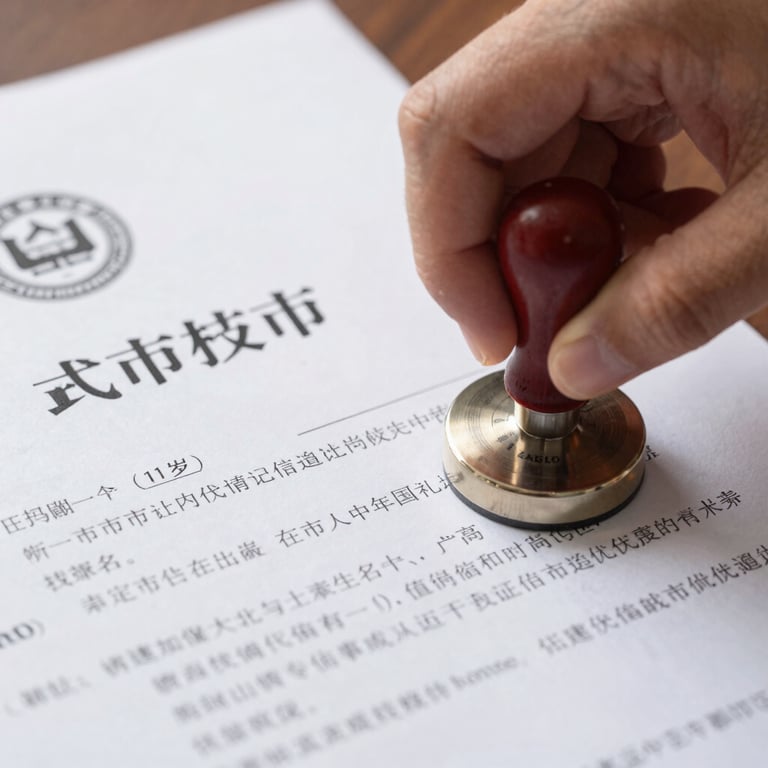 An official seal being carefully placed on a legal document, reflecting formal administrative support services.
