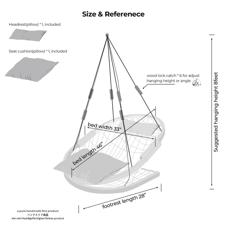 Single cobblestone hammock chair dimension