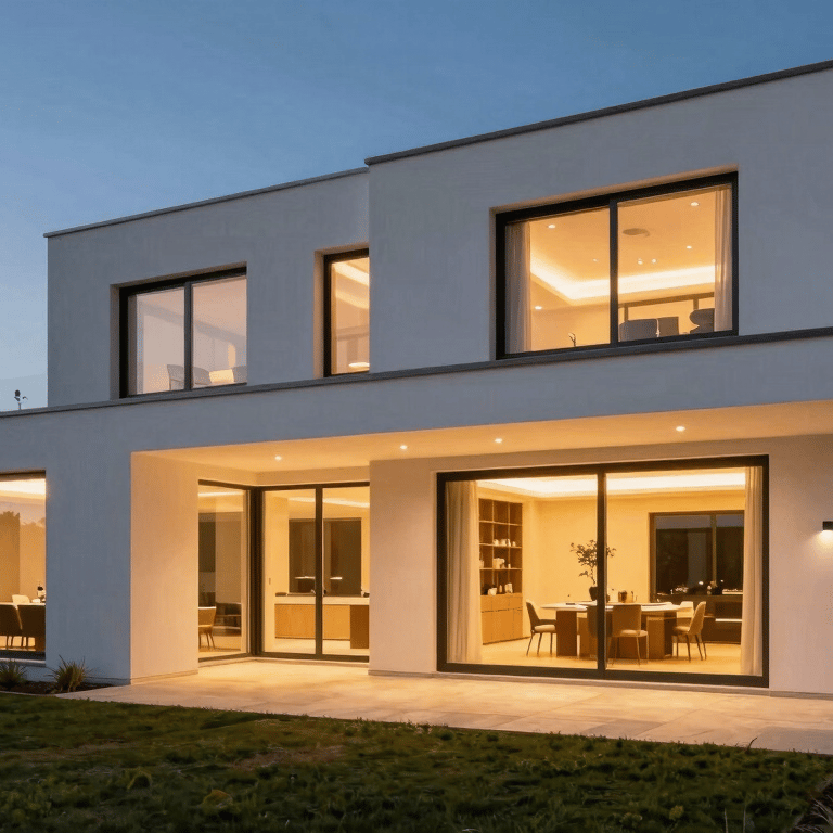 A close-up of a newly installed modern glass-ceramic hob in a European / Spanish kitchen, polished surface reflecting soft light blue tones.