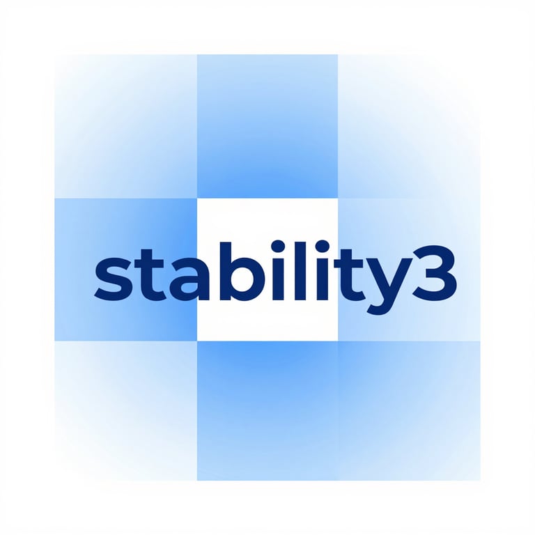 An abstract representation of 'stability' using balanced geometric shapes and light blue gradients.