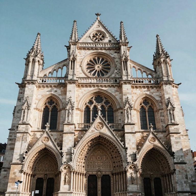 The historic facade of the Institution des Chartreux in Lyon, France, under a clear sky.
