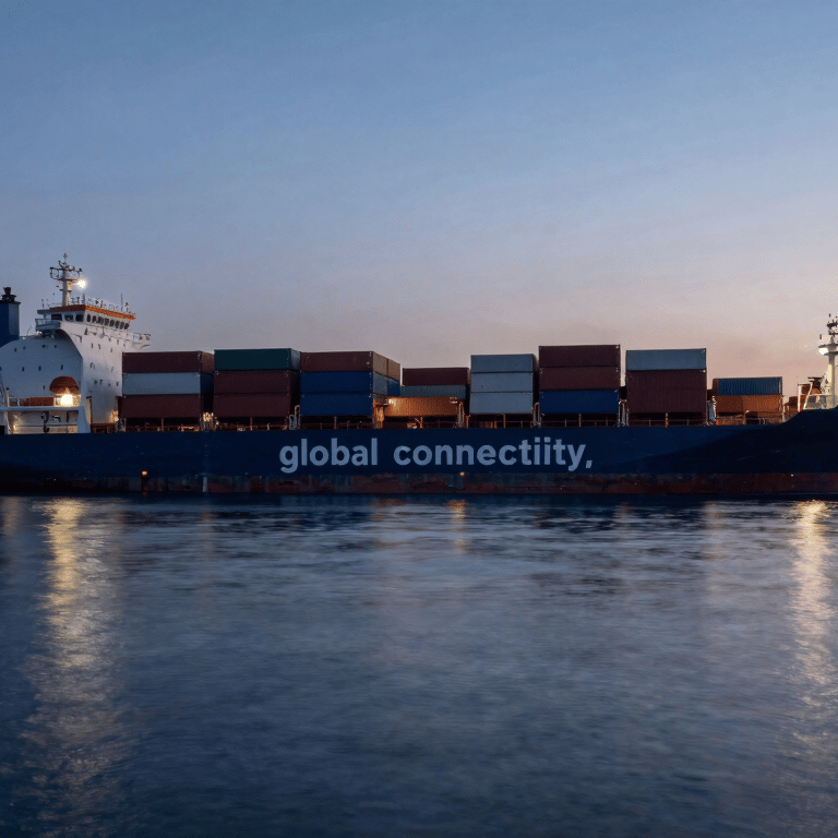 A close-up of a logistics professional checking a digital tablet in a modern warehouse, with soft sky blue accents in the background.