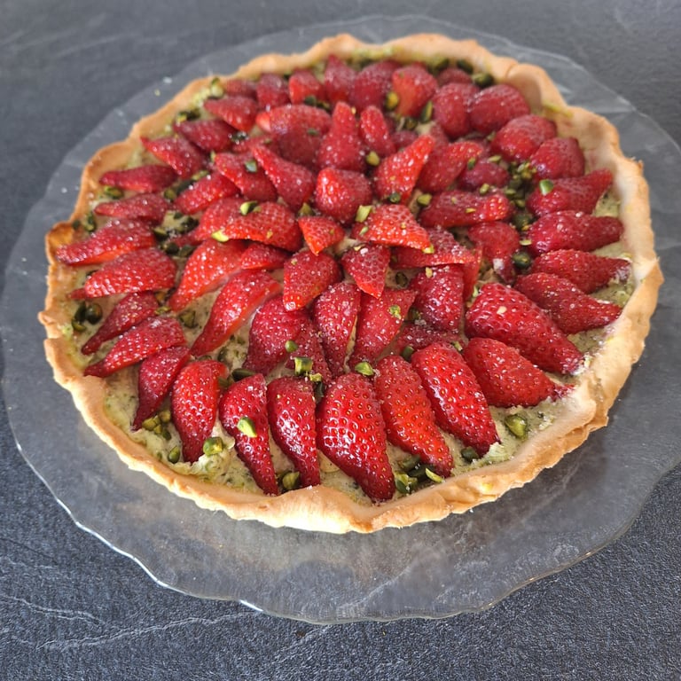 TARTE FRAISE CREME DE PISTACHE