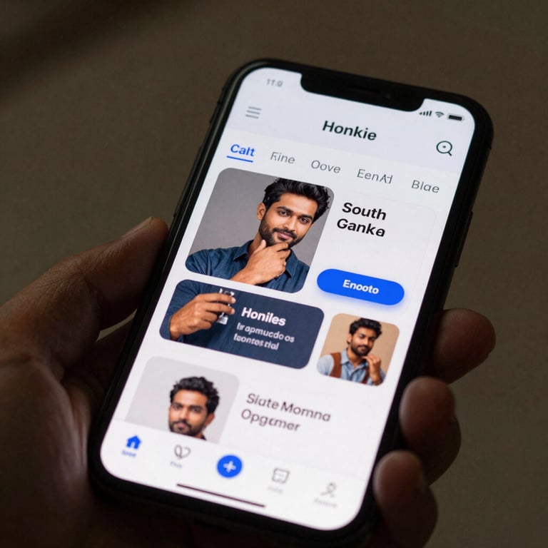 A close-up of a high-tech smartphone screen showing an e-commerce app interface being used by a South Asian / Indian consumer.