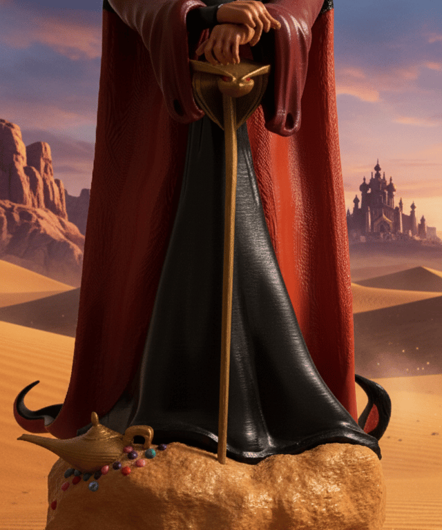 Disney's Jaffar from Aladdin with cave of wonders, lamp and sultans palace large figurine