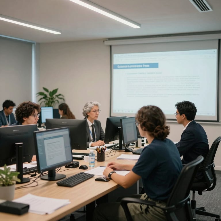 Equipe profissional em um ambiente de escrit3rio corporativo brasileiro contempor3neo.
