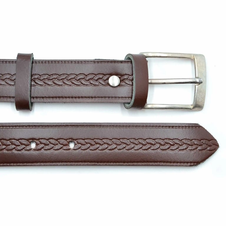 textured leather belt manufactured in Spain