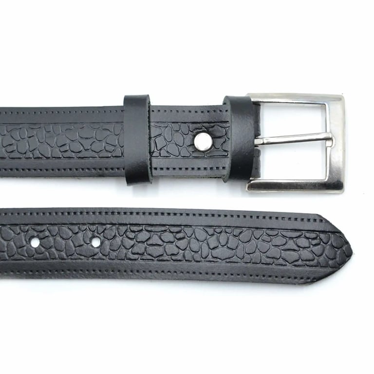 textured leather belt manufactured in Spain
