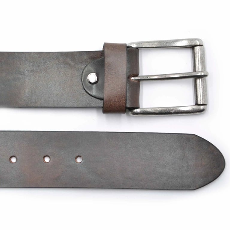 high quality brown leather belt with metal buckle