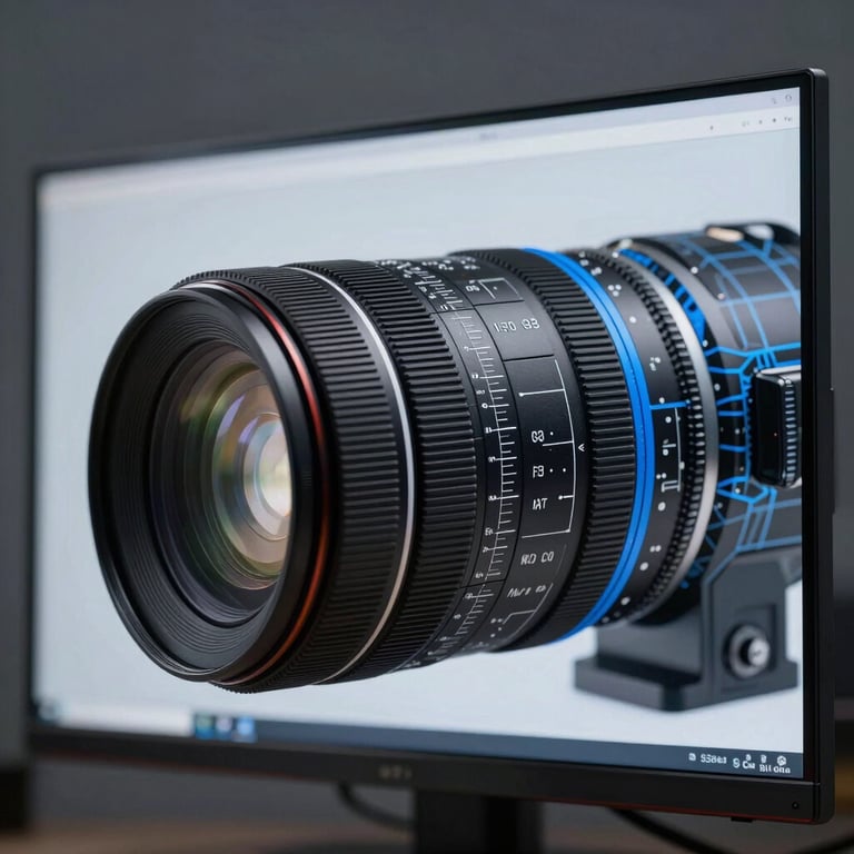 Macro close-up of a structural wireframe on a high-end monitor, cool diffused studio light, sharp defined shadows, tech blue accents.