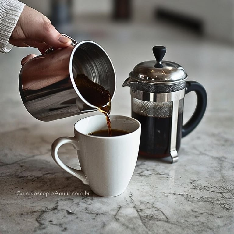Café sendo servido em uma xícara branca