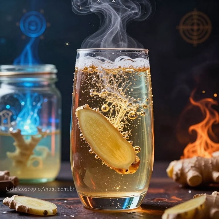 Kombucha de gengibre: bebida fermentada efervescente para transformação energética e desbloqueio.