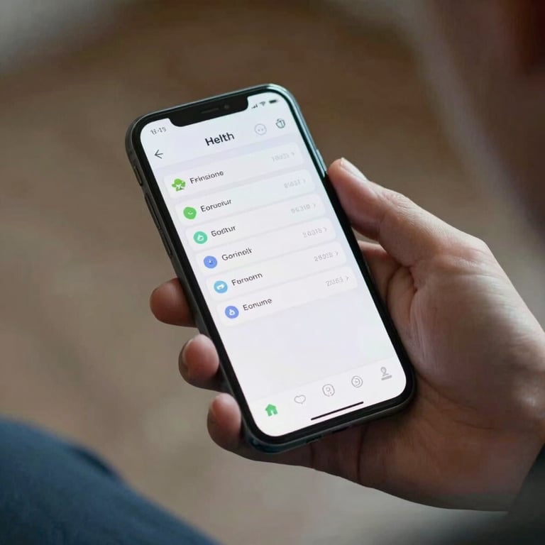A person in Central Europe holding a smartphone showing a clean health-app interface.