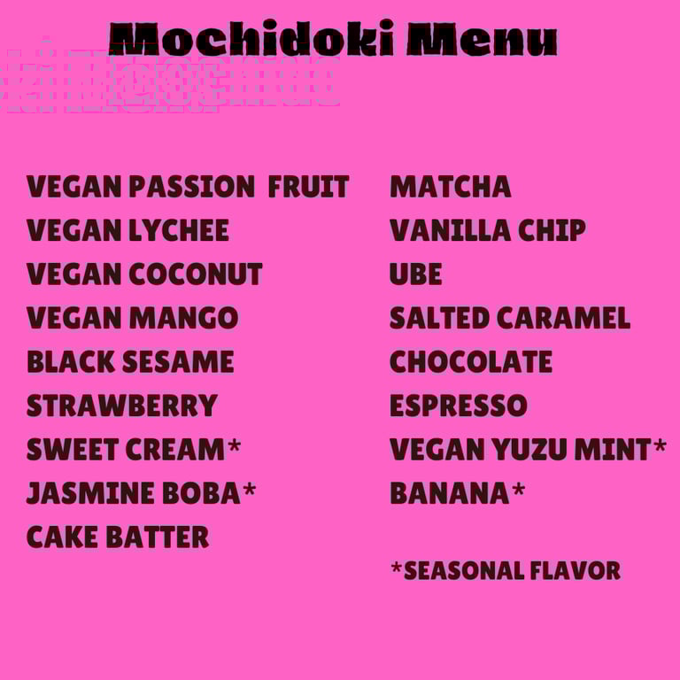 yoshis frozen yogurt ice cream shop Mochidoki menu Scottsbluff NE