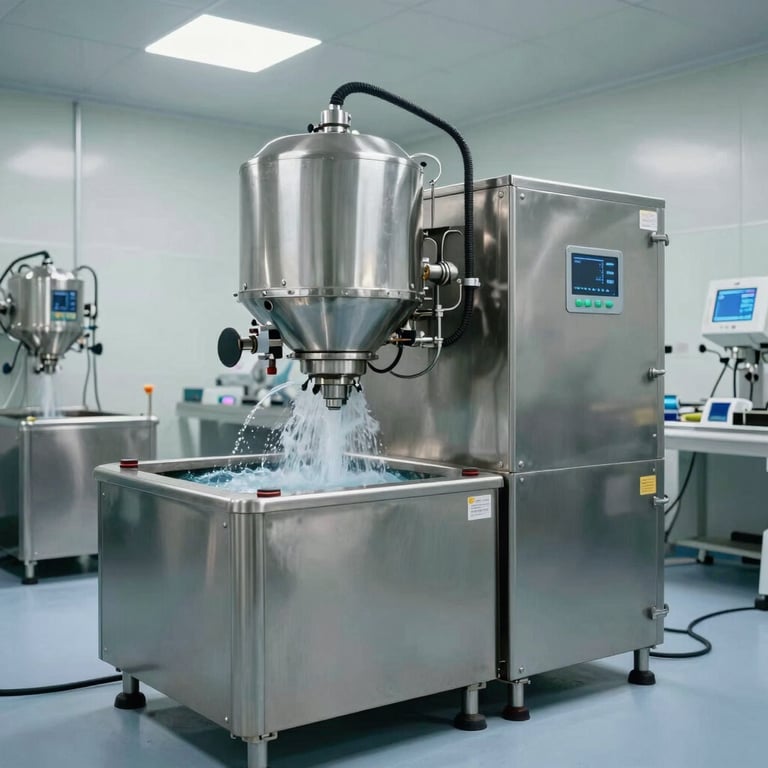 An interior view of a modern, clinical-grade Hot Water Treatment facility in Pakistan, showing stainless steel machinery and bright lighting.