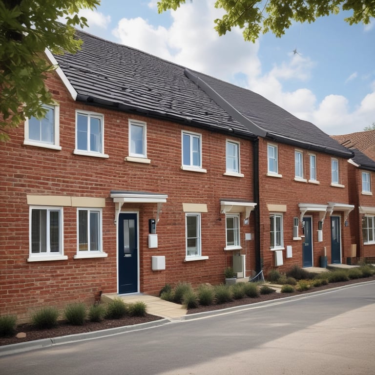 A welcoming neighborhood street with well-maintained homes and greenery, reflecting community care.