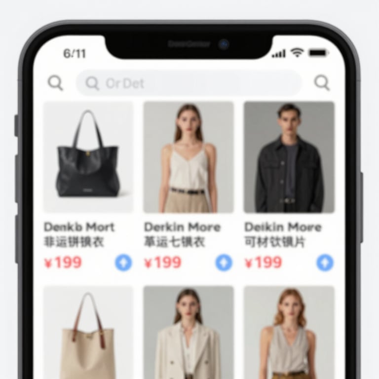 An organized display of products on a mobile interface showing high-quality photography and clear pricing.