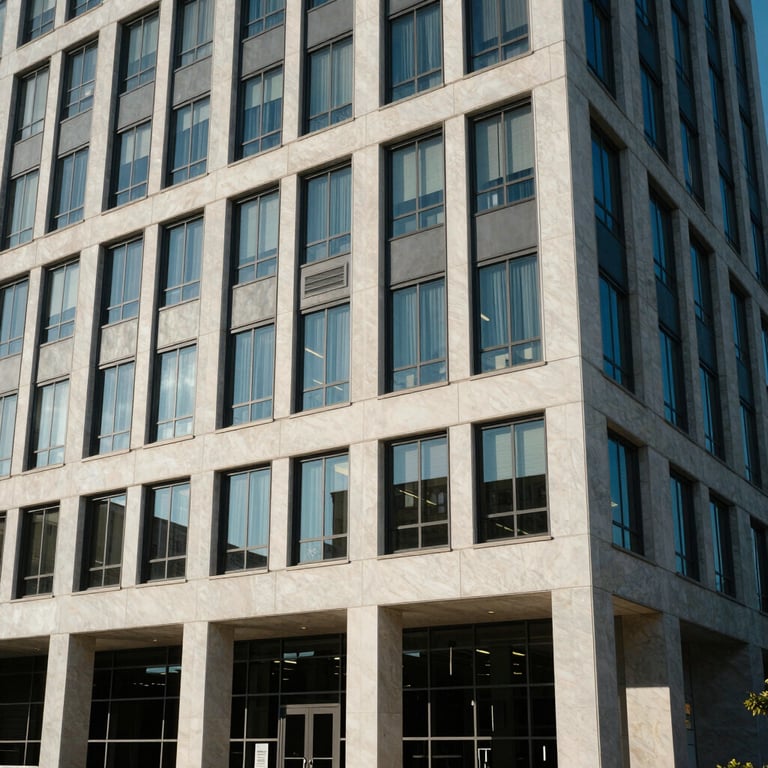 A high-quality architectural shot of a modern North American / US medical building facade during the day.