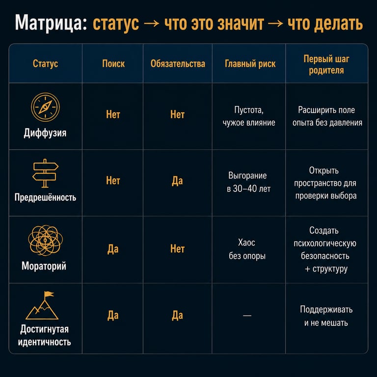 статус идентичности подростка Марсия
