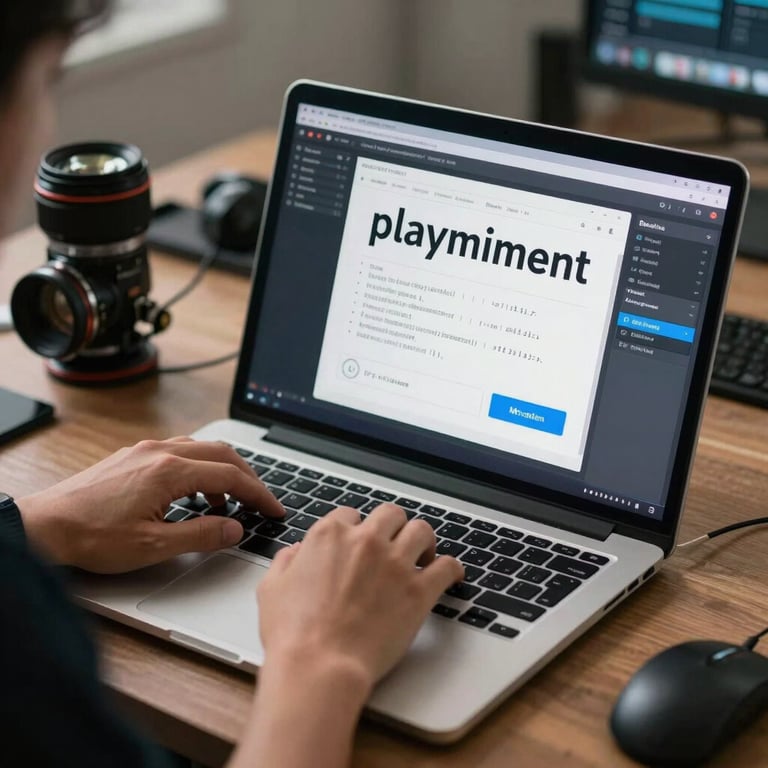 A professional editor in Indonesia performing a digital plagiarism check on a laptop screen with Medium Blue accents.