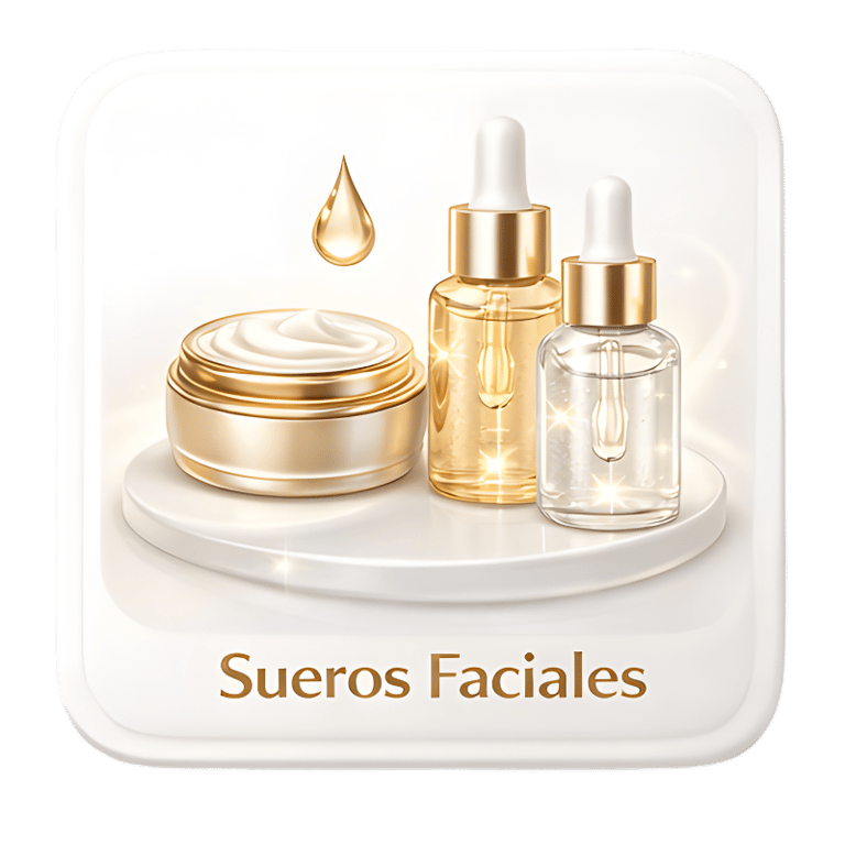 Luxury facial serums and moisturizing cream in gold glass bottles for premium skincare.