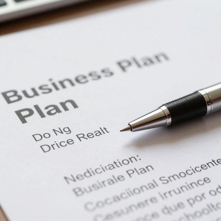 A close-up of a professional business plan and a sleek pen on a high-quality paper surface.