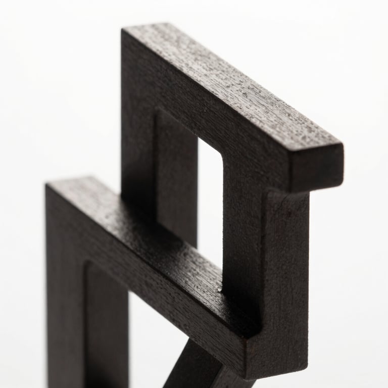 Abstract high-contrast 3D geometric structure, sharp metallic edges, dark charcoal and pure white lighting, studio background, macro shot, clean minimalist composition