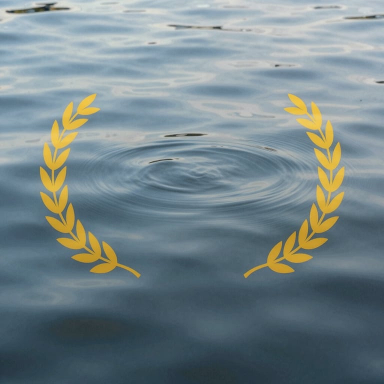 An abstract photography of calm water ripples reflecting a soft blue-grey sky.