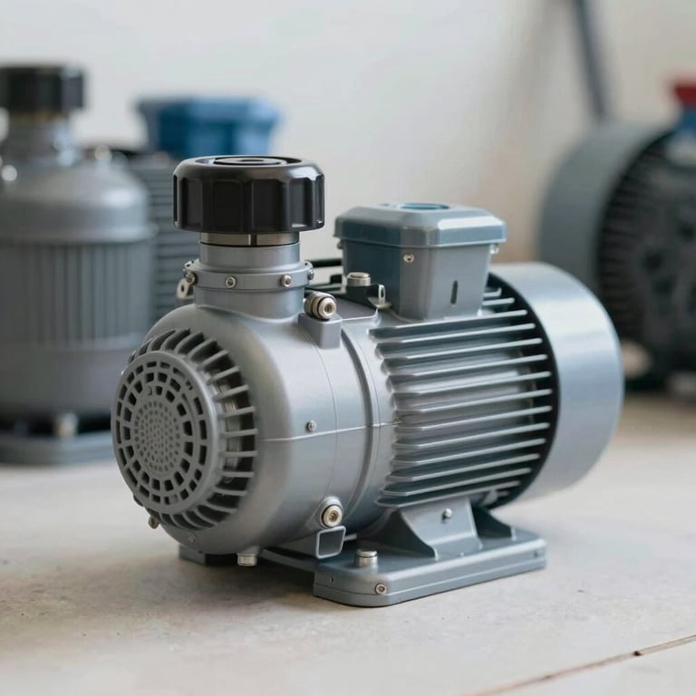 A modern pool pump and motor setup, clean and well-organized, showcasing technical service quality.