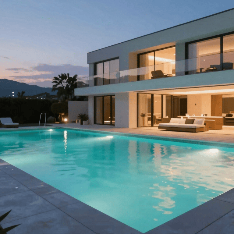 Before and after shot of a pool renovation, showing old tiles replaced by modern #A2D9D9 blue mosaics.