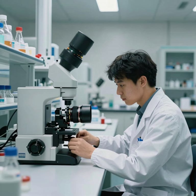 Modern scientific research laboratory with advanced equipment and a focused graduate student, professional and empowering academic setting.