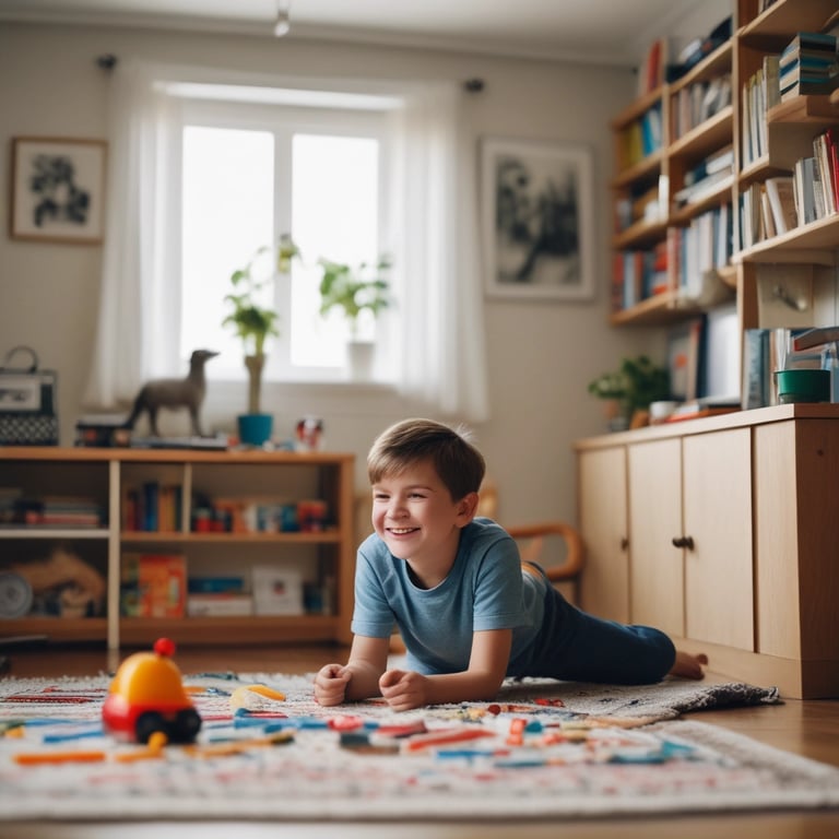 Child engaged in calm play activity for emotional regulation and self-management