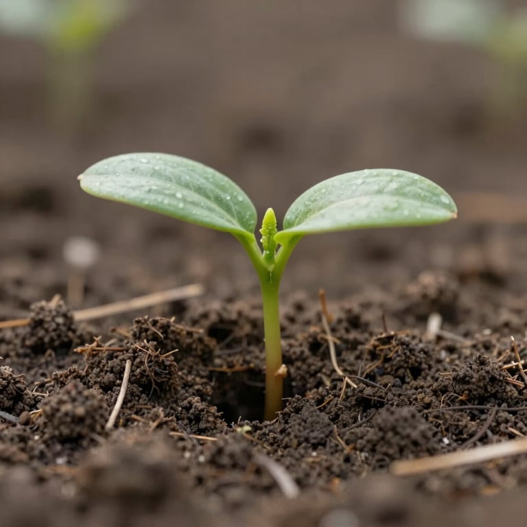 A serene close-up of a sprout growing through a small opening in the ground, symbolic of new financial beginnings and resilience.