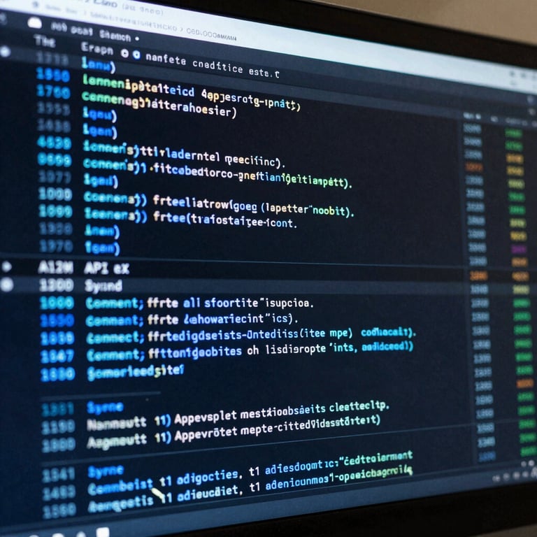 High-contrast screenshot of a clean, custom-built system dashboard displaying real-time data flow logs and API sync metrics, cool blue terminal text, dark background, sharp focus.