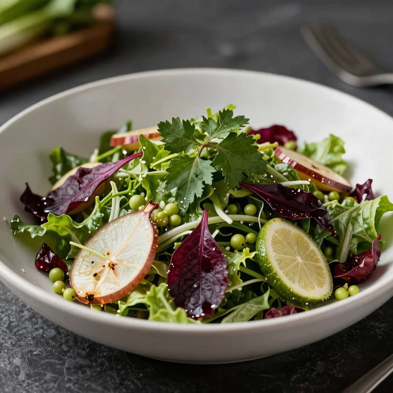 Professional photography of a vibrant seasonal salad being styled for a high-end food magazine.