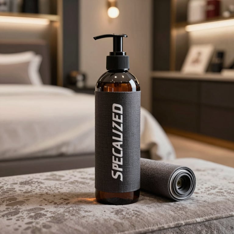 Specialized fabric treatment on luxury furniture in a boutique hotel, European interior design, elegant and trustworthy mood.