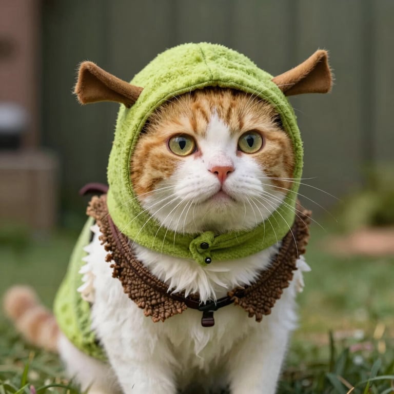 Gato amarillo con negro y con sueter navideño color negro y rojo