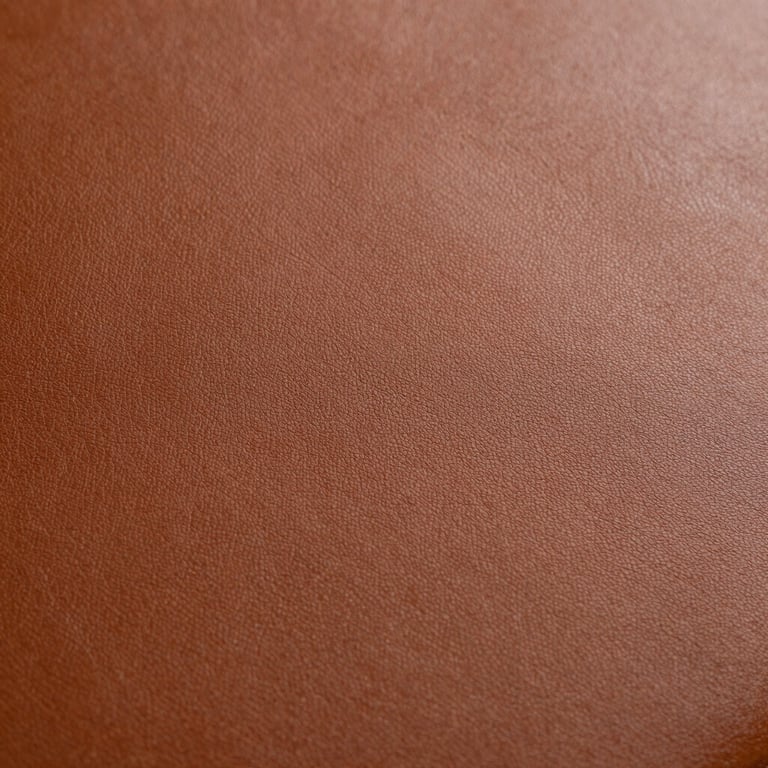 Detailed macro shot of rich, textured medium brown leather material, highlighting its premium quality and durability, clean minimal style.