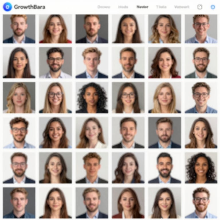 A grid of diverse, high-performing content creators representing the GrowthBara network.