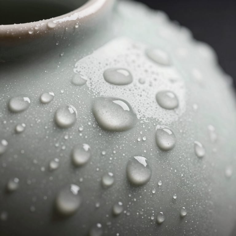 A macro shot of water beading on a ceramic-coated surface, highlighting professional craftsmanship.