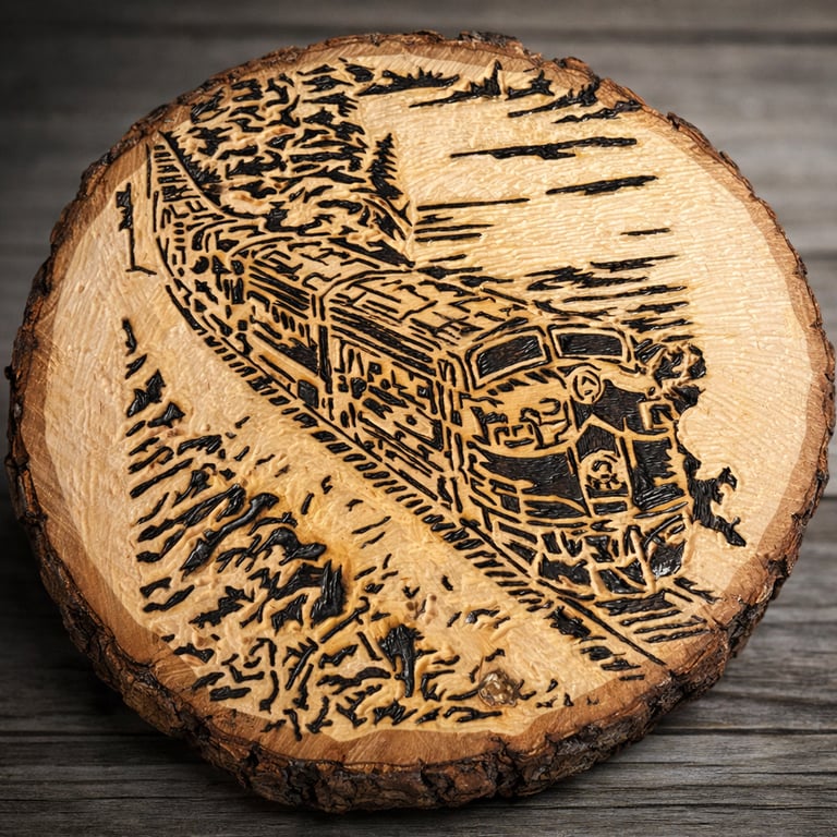 Fire-engraved-locomotive-on-wooden-slice