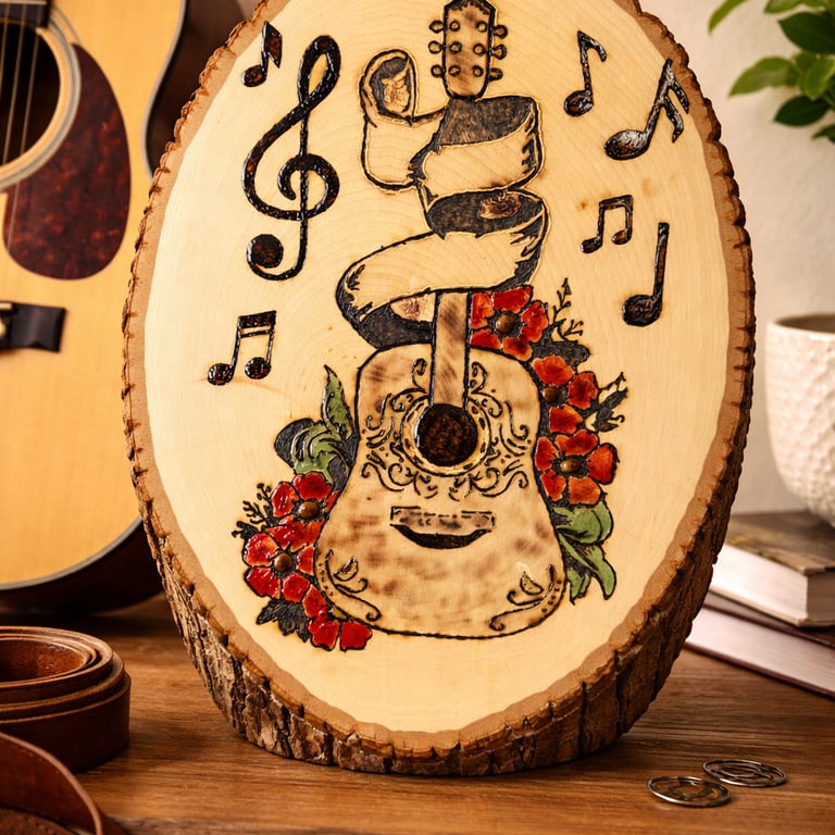 fire-engraved-hand-painted-wood-slice-and-guitar-scene