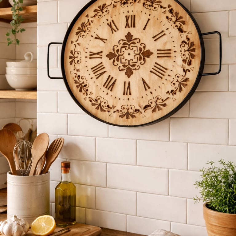 rustic-kitchen-details-with-wooden-clock
